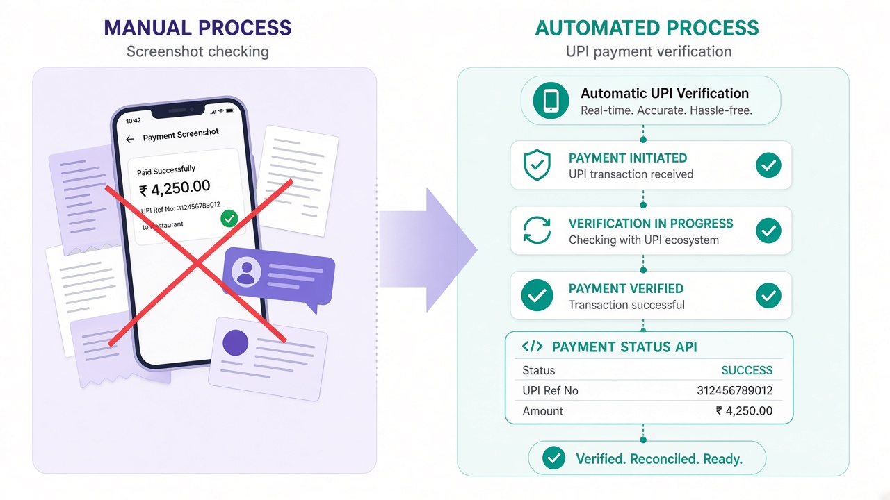 Automatic UPI payment verification vs manual screenshot checking